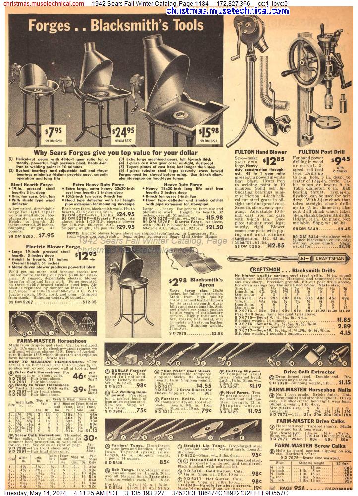 1942 Sears Fall Winter Catalog, Page 1184