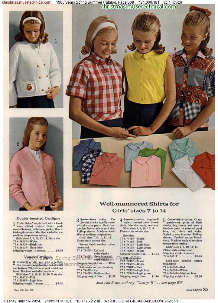 1965 Sears Spring Summer Catalog, Page 509