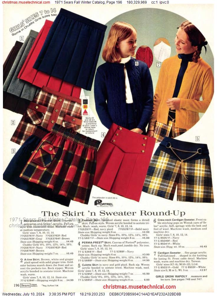 1971 Sears Fall Winter Catalog, Page 196
