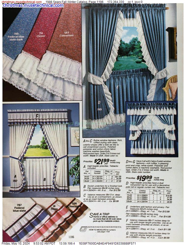 1986 Sears Fall Winter Catalog, Page 1196