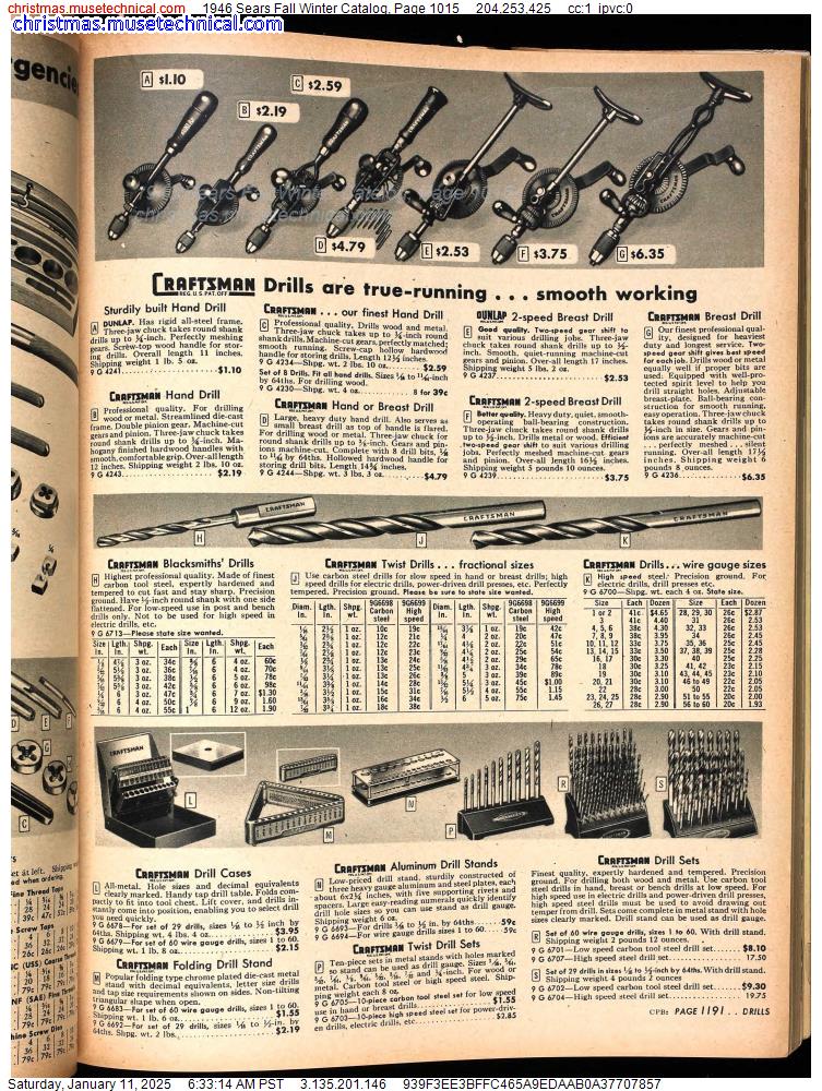 1946 Sears Fall Winter Catalog, Page 1015