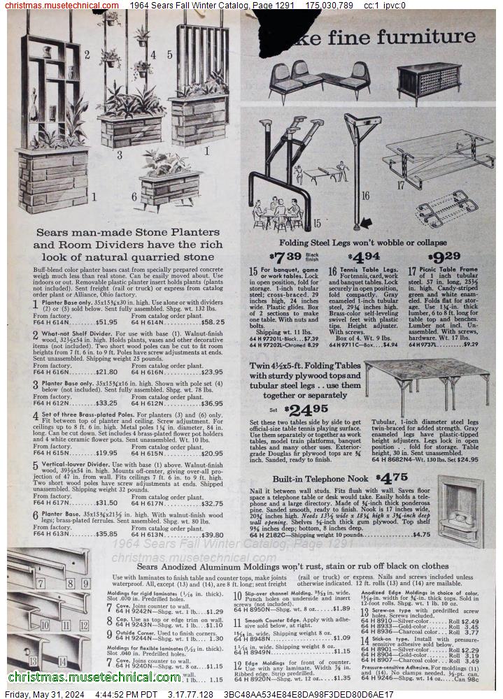 1964 Sears Fall Winter Catalog, Page 1291
