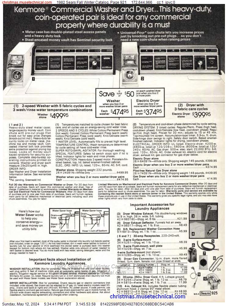 1982 Sears Fall Winter Catalog, Page 921