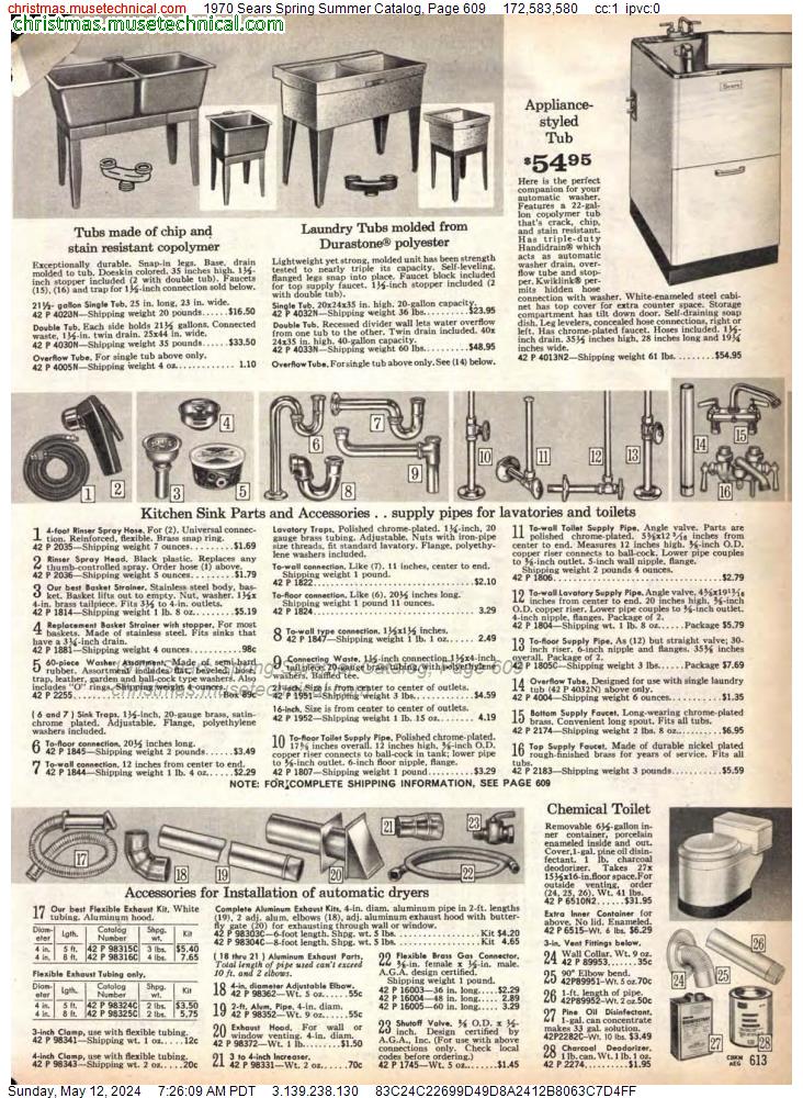 1970 Sears Spring Summer Catalog, Page 609