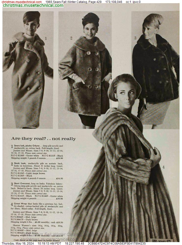 1965 Sears Fall Winter Catalog, Page 429