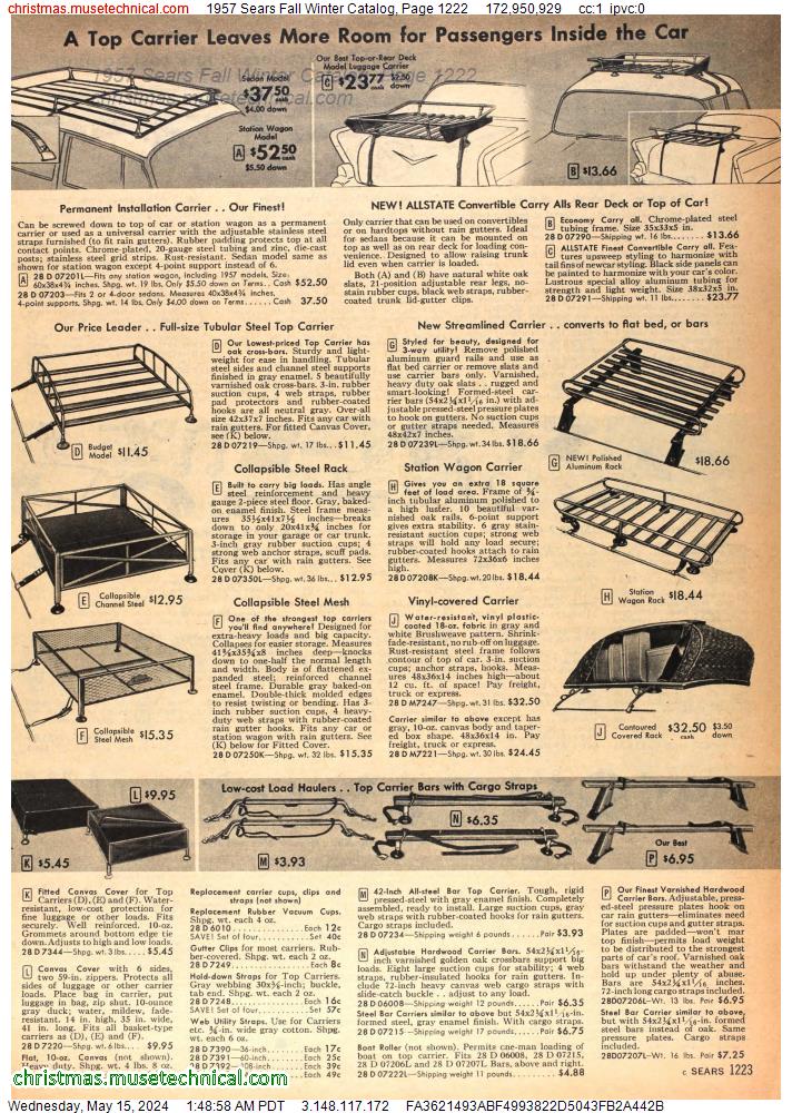 1957 Sears Fall Winter Catalog, Page 1222