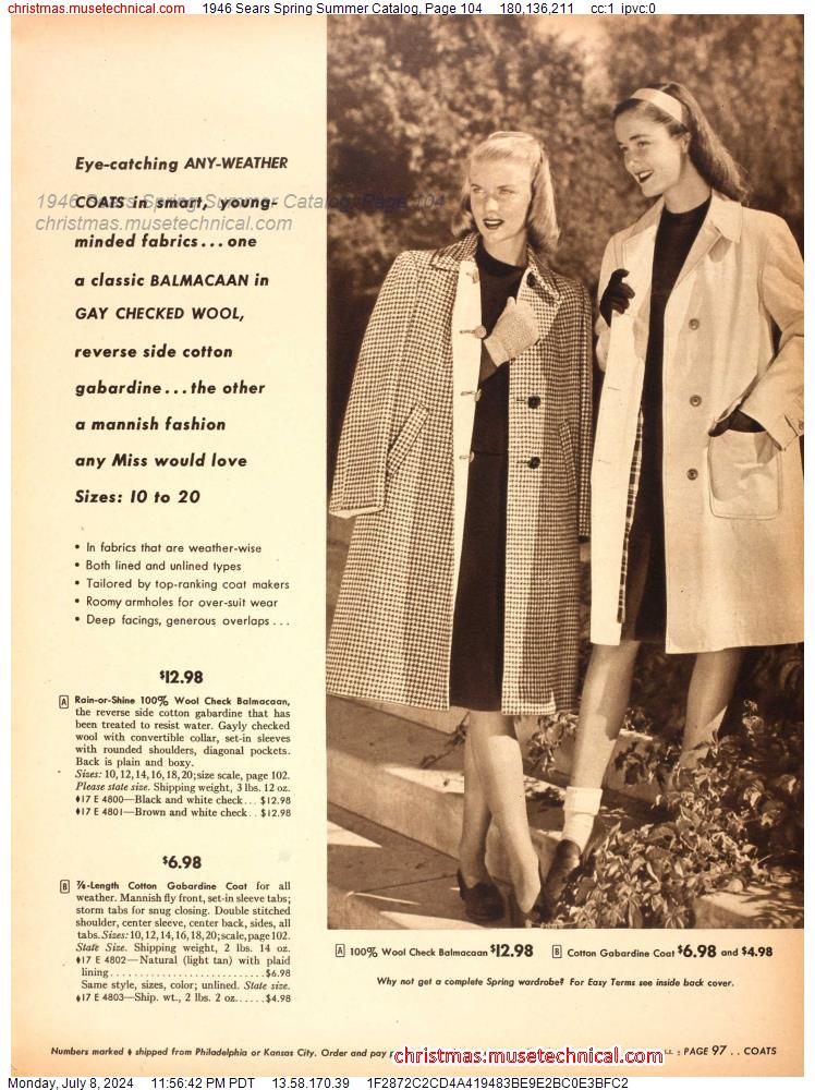 1946 Sears Spring Summer Catalog, Page 104
