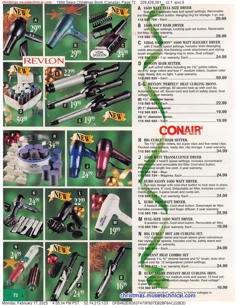 1998 Sears Christmas Book (Canada), Page 72