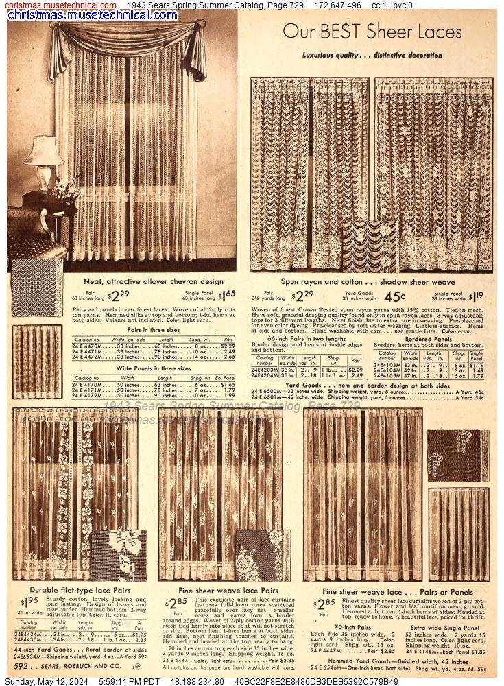 1943 Sears Spring Summer Catalog, Page 729