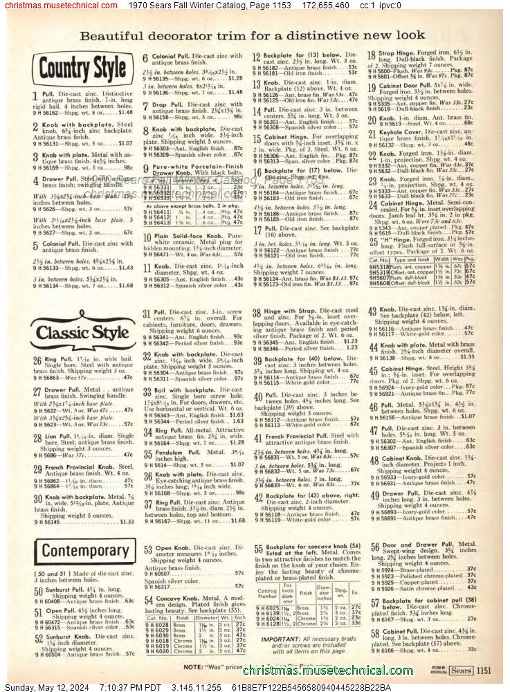 1970 Sears Fall Winter Catalog, Page 1153