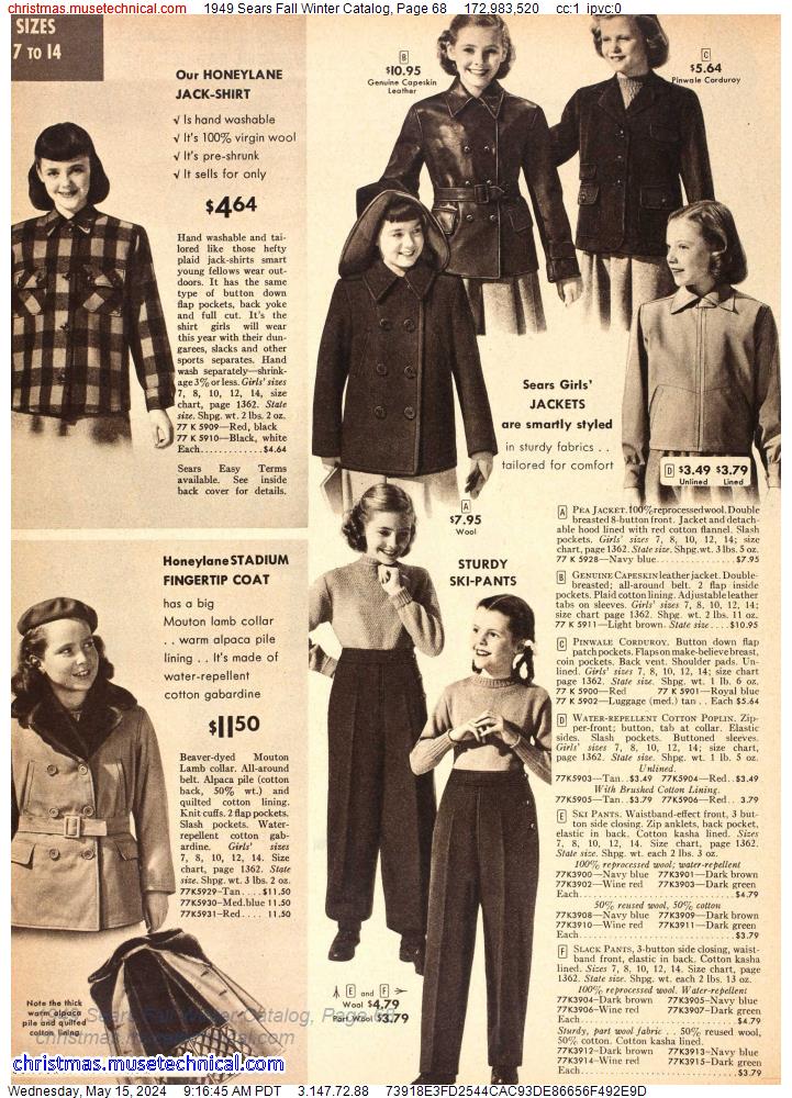 1949 Sears Fall Winter Catalog, Page 68