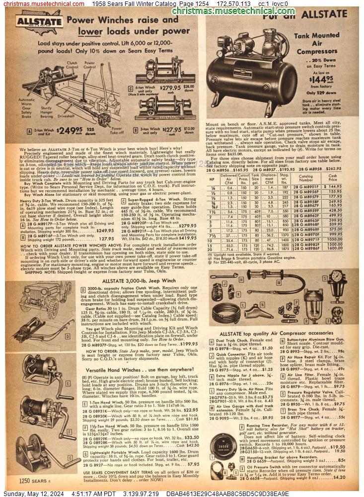 1958 Sears Fall Winter Catalog, Page 1254