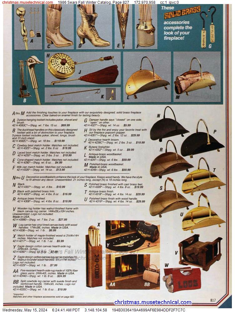 1986 Sears Fall Winter Catalog, Page 827
