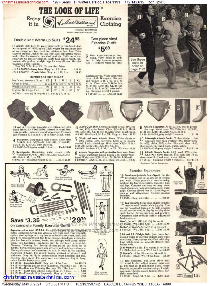 1974 Sears Fall Winter Catalog, Page 1191