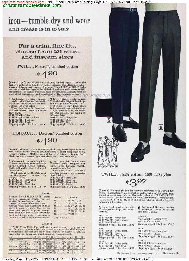 1966 Sears Fall Winter Catalog, Page 161