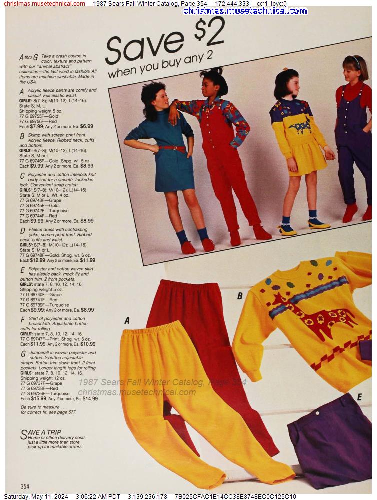 1987 Sears Fall Winter Catalog, Page 354