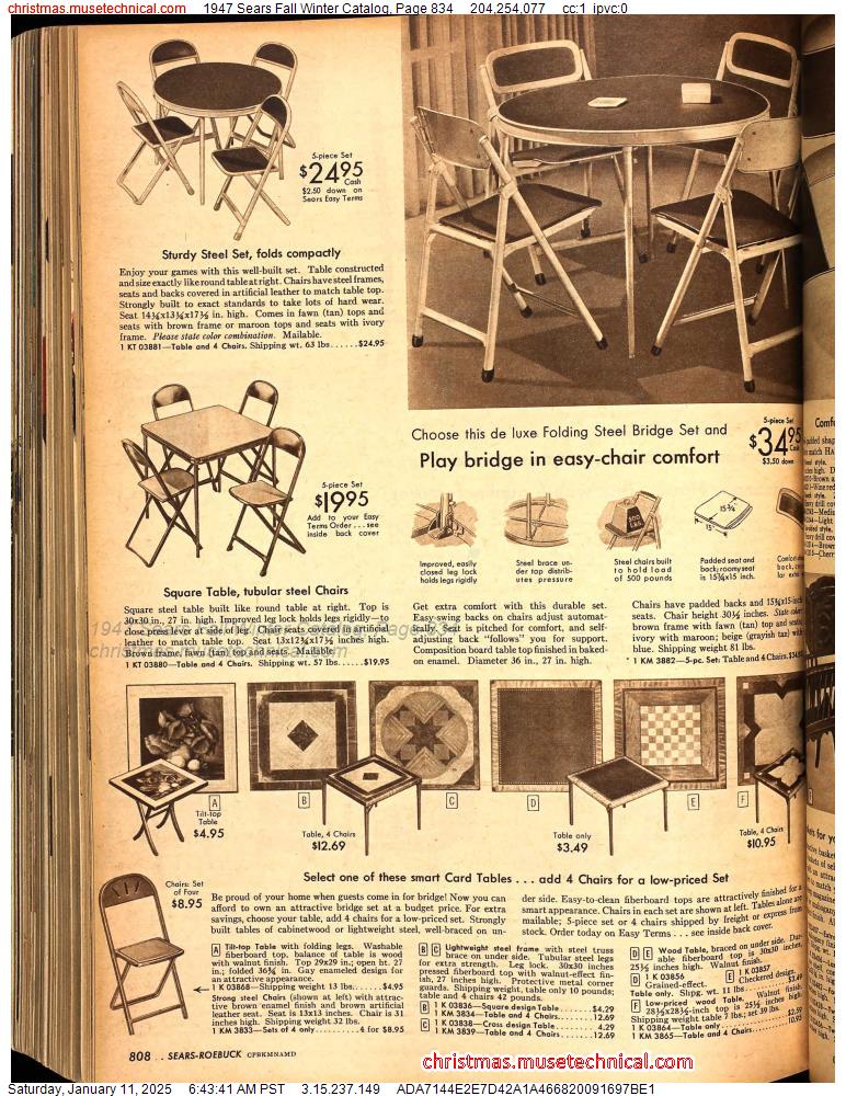 1947 Sears Fall Winter Catalog, Page 834