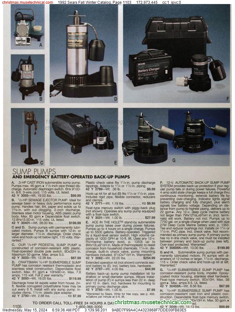 1992 Sears Fall Winter Catalog, Page 1103