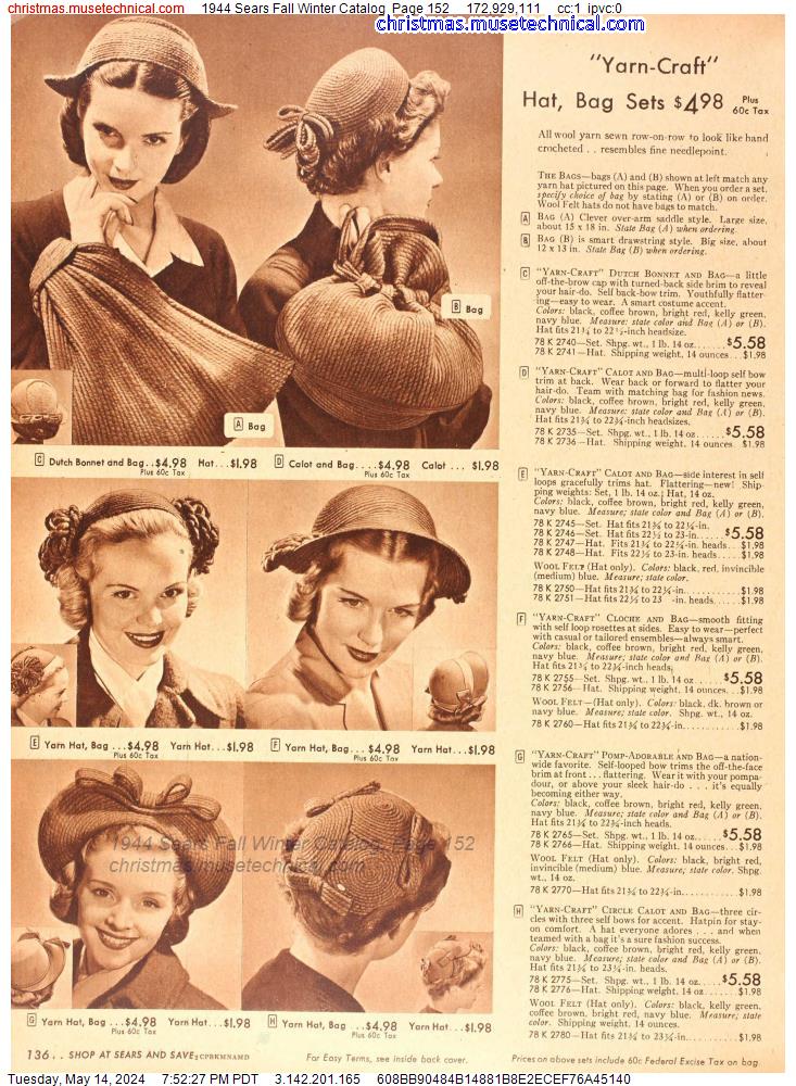 1944 Sears Fall Winter Catalog, Page 152