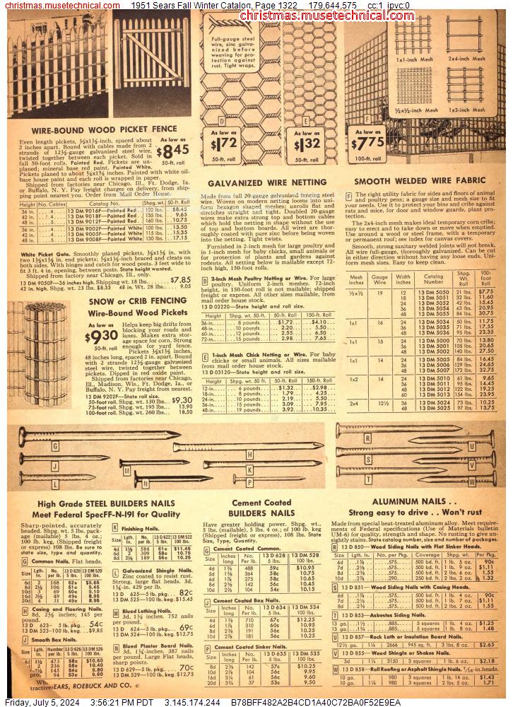1951 Sears Fall Winter Catalog, Page 1322