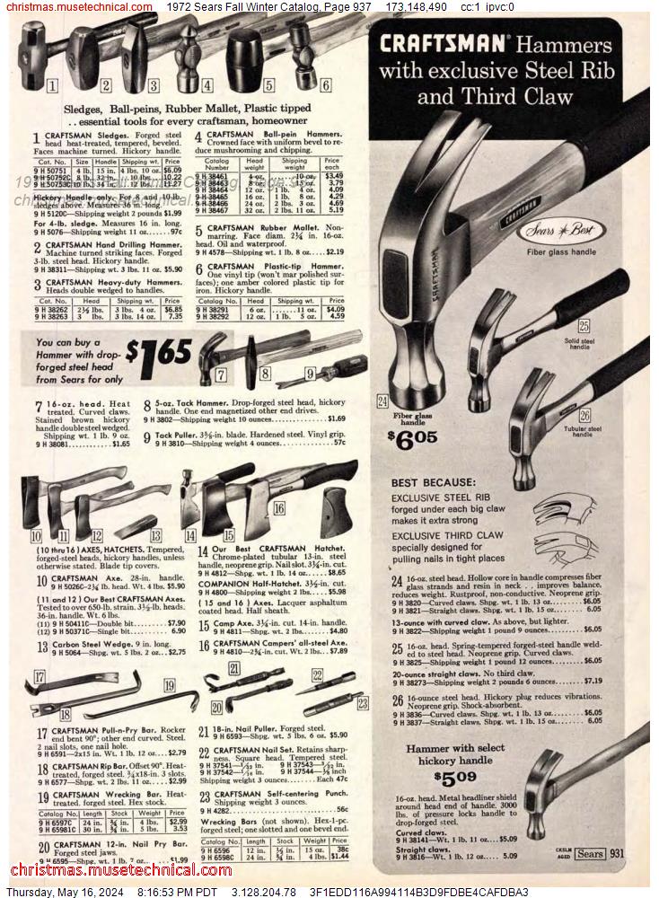 1972 Sears Fall Winter Catalog, Page 937