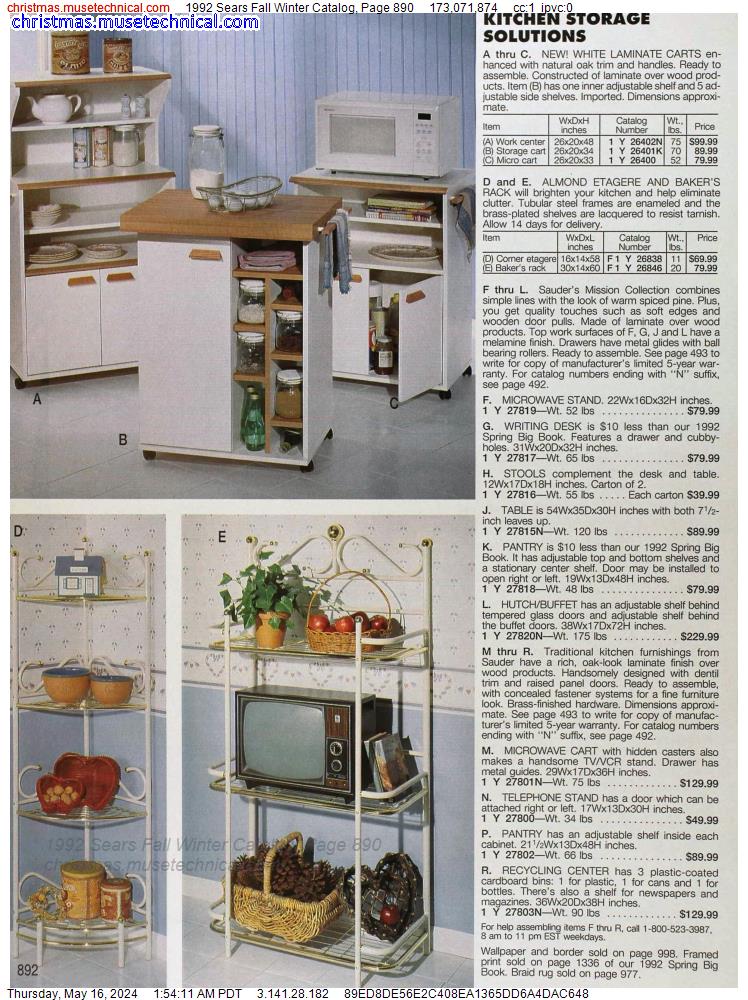 1992 Sears Fall Winter Catalog, Page 890