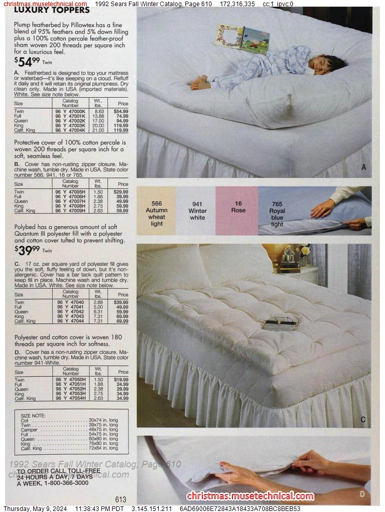 1992 Sears Fall Winter Catalog, Page 610