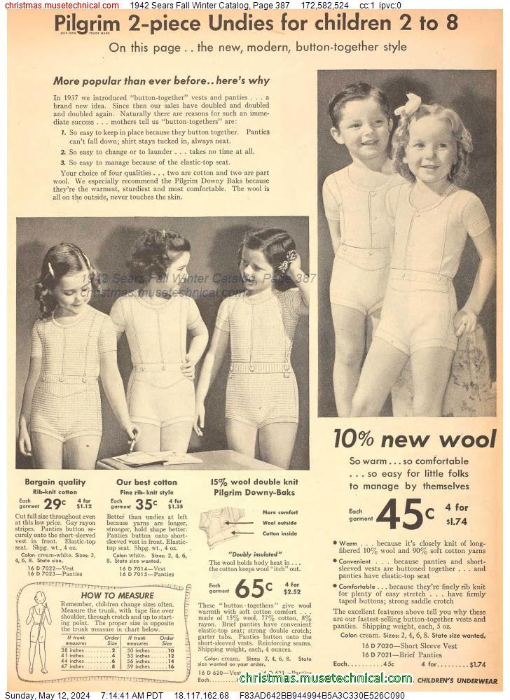 1942 Sears Fall Winter Catalog, Page 387
