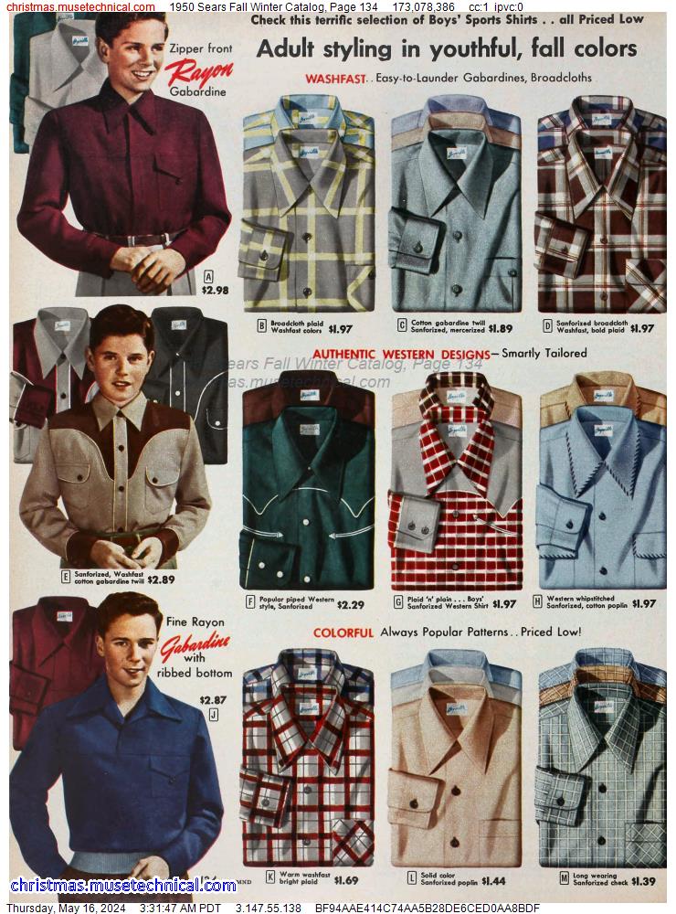 1950 Sears Fall Winter Catalog, Page 134