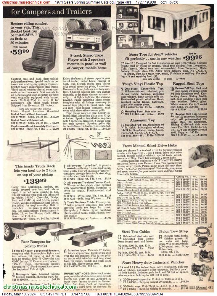 1971 Sears Spring Summer Catalog, Page 481