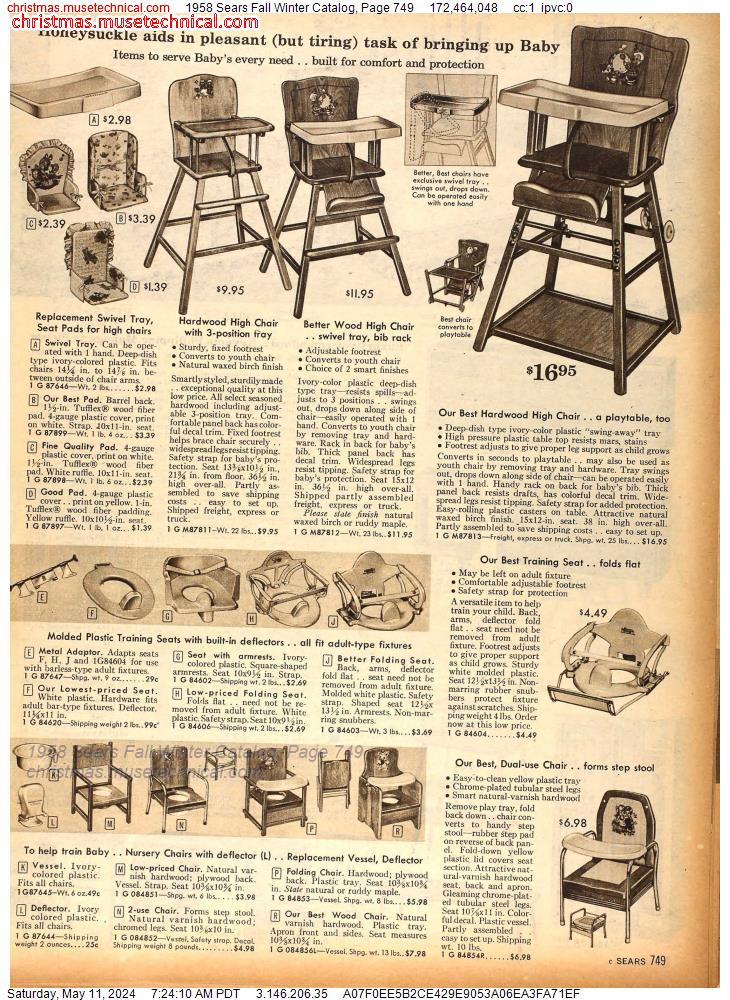 1958 Sears Fall Winter Catalog, Page 749