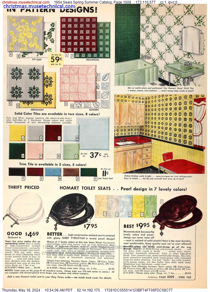 1954 Sears Spring Summer Catalog, Page 1009
