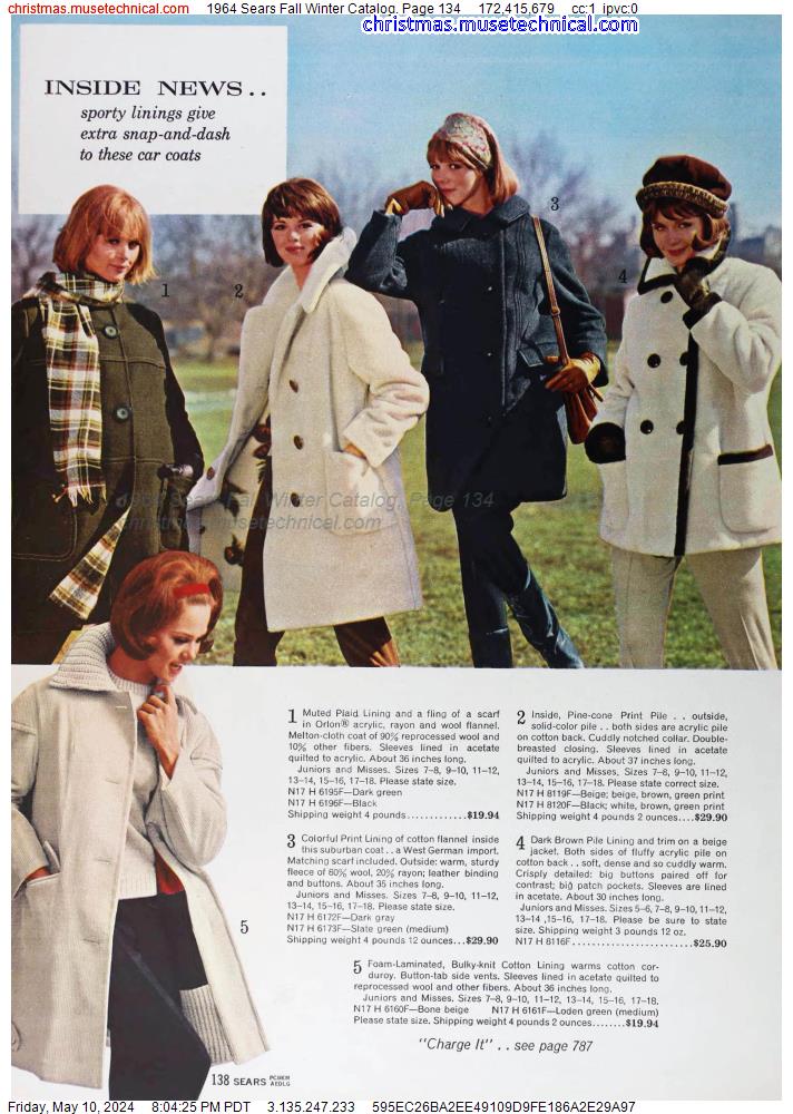 1964 Sears Fall Winter Catalog, Page 134