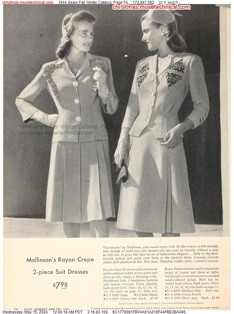 1944 Sears Fall Winter Catalog, Page 14