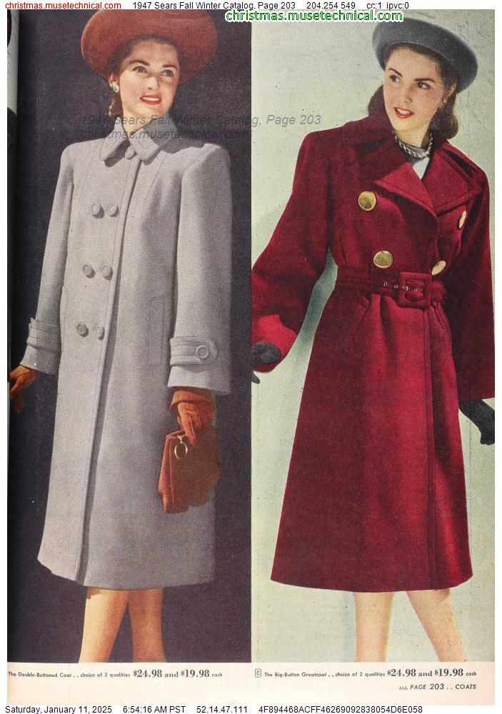 1947 Sears Fall Winter Catalog, Page 203