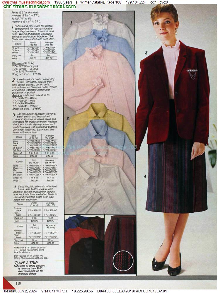1986 Sears Fall Winter Catalog, Page 108