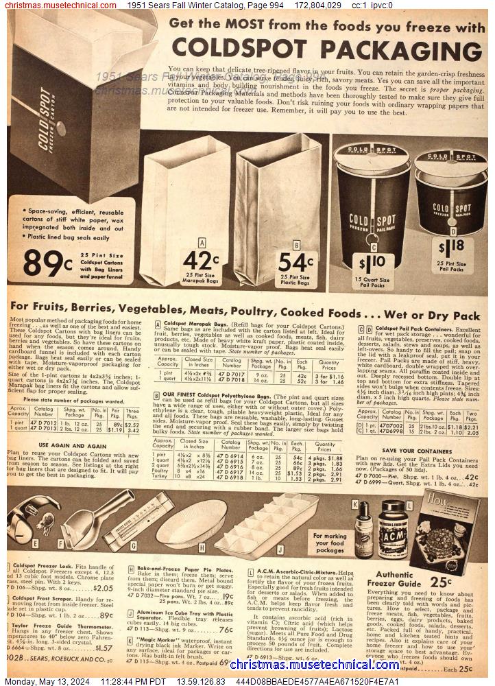 1951 Sears Fall Winter Catalog, Page 994