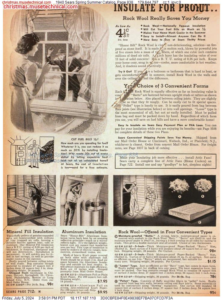 1940 Sears Spring Summer Catalog, Page 838