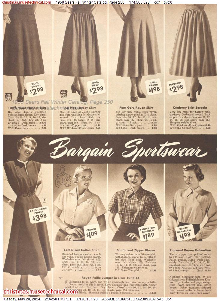 1950 Sears Fall Winter Catalog, Page 250