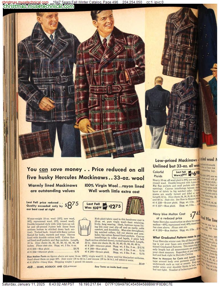 1947 Sears Fall Winter Catalog, Page 496