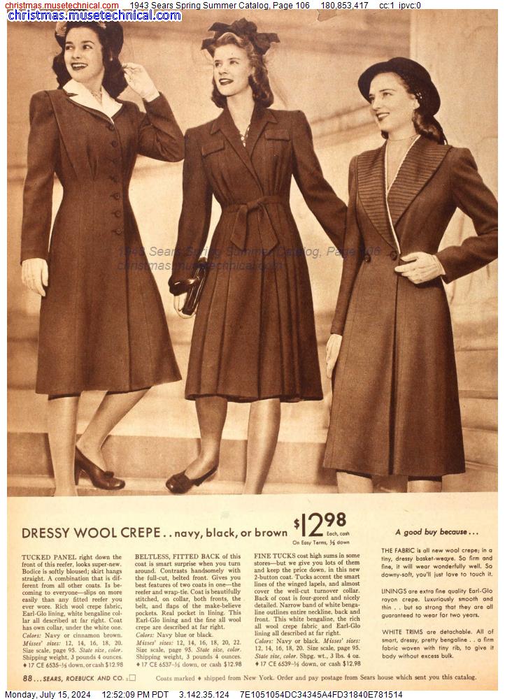 1943 Sears Spring Summer Catalog, Page 106