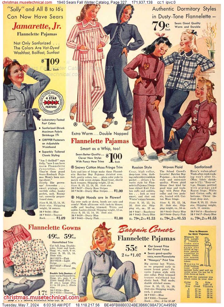 1940 Sears Fall Winter Catalog, Page 327