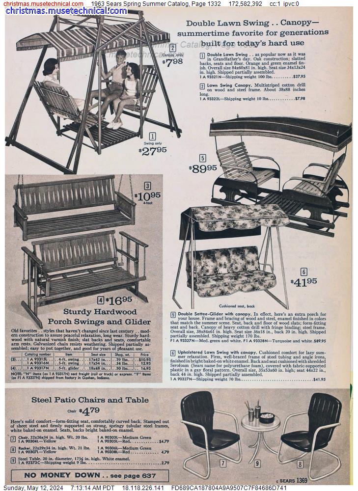 1963 Sears Spring Summer Catalog, Page 1332