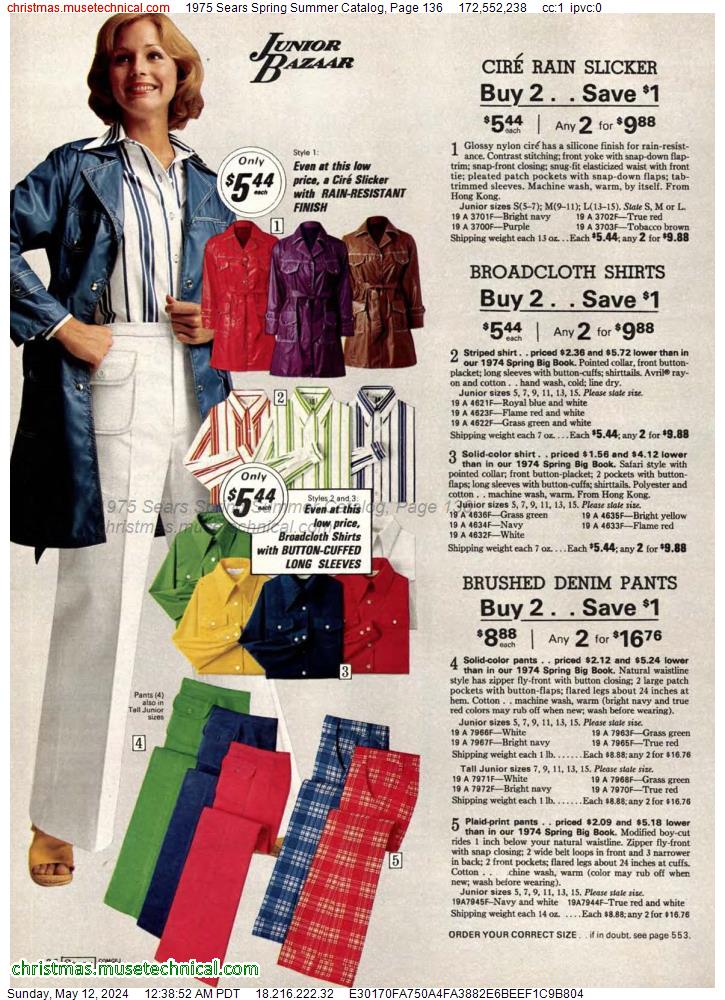 1975 Sears Spring Summer Catalog, Page 136