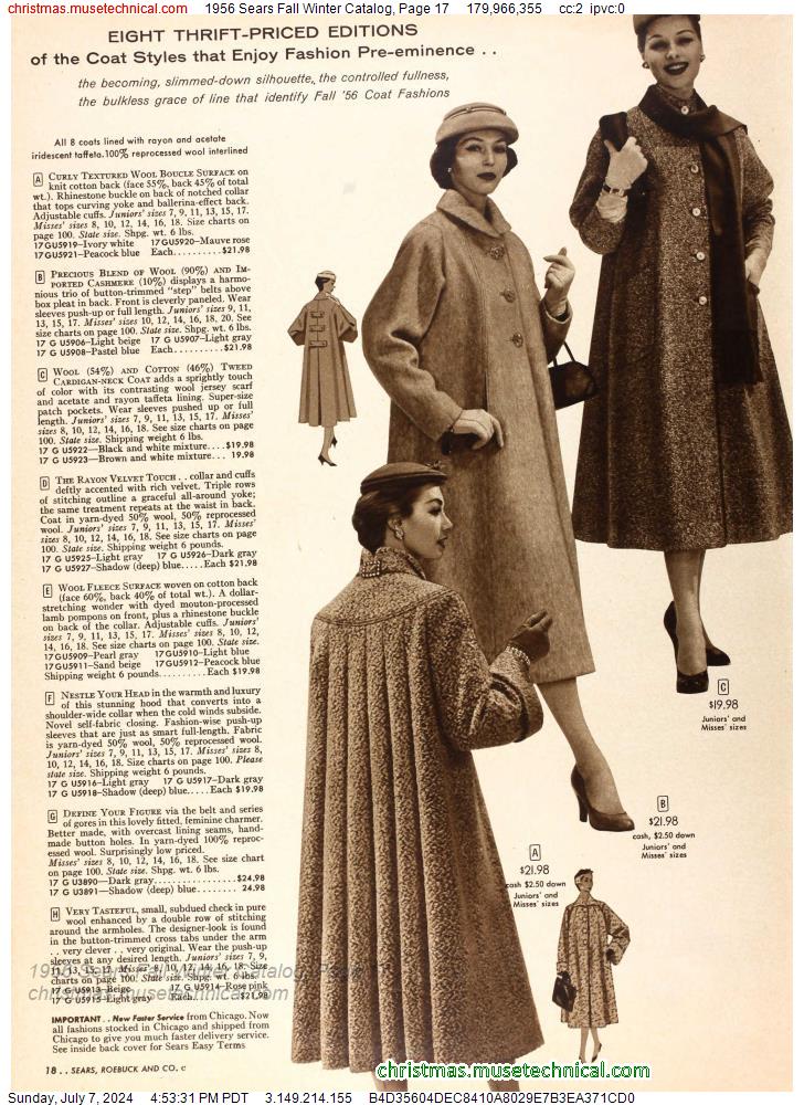 1956 Sears Fall Winter Catalog, Page 17
