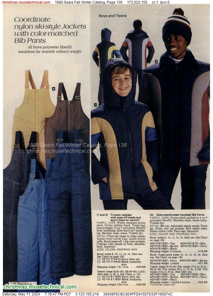 1980 Sears Fall Winter Catalog, Page 136