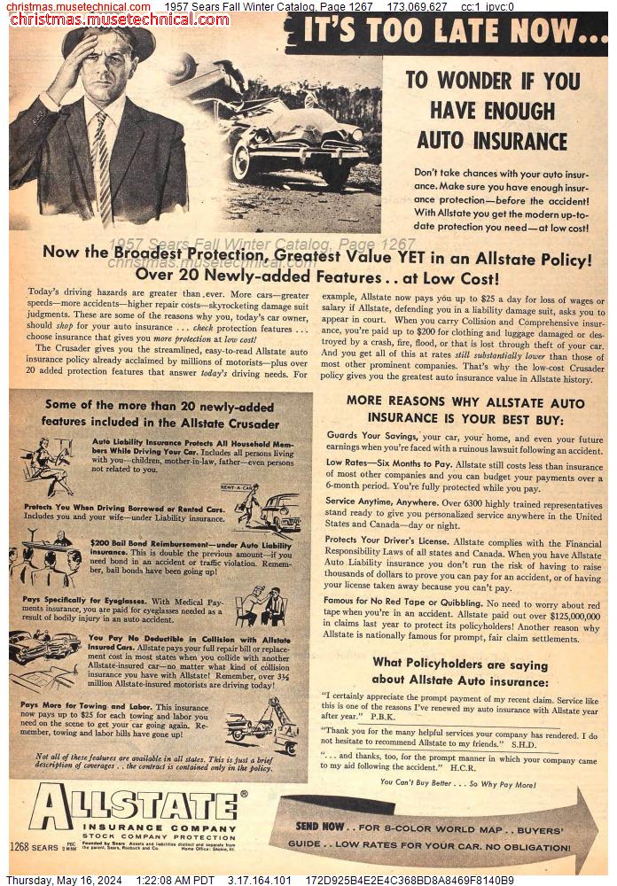 1957 Sears Fall Winter Catalog, Page 1267