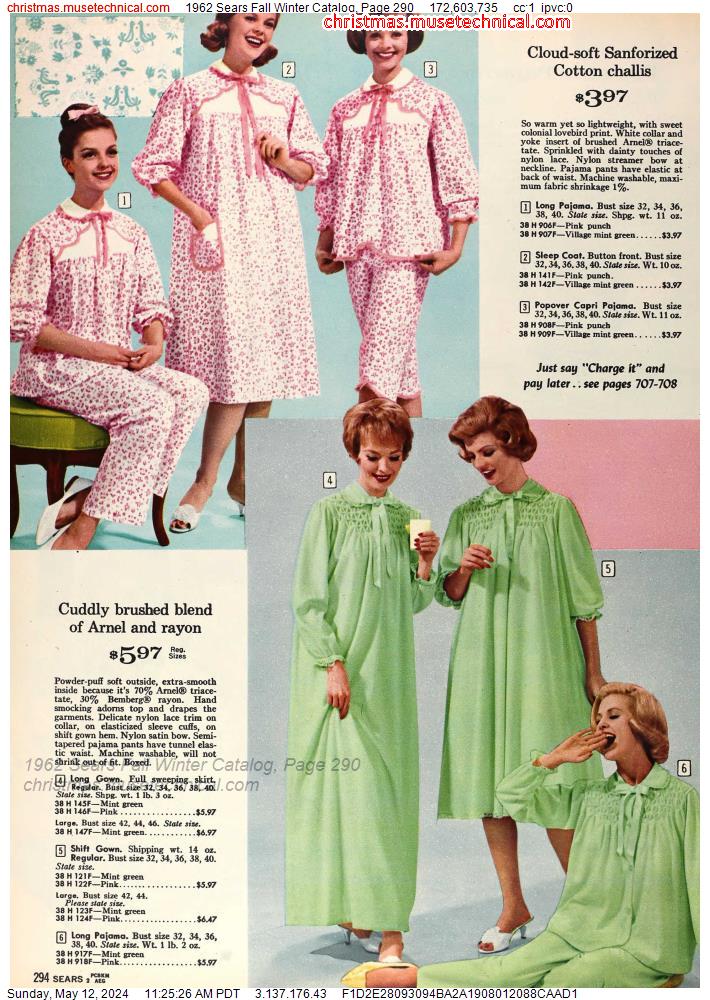 1962 Sears Fall Winter Catalog, Page 290