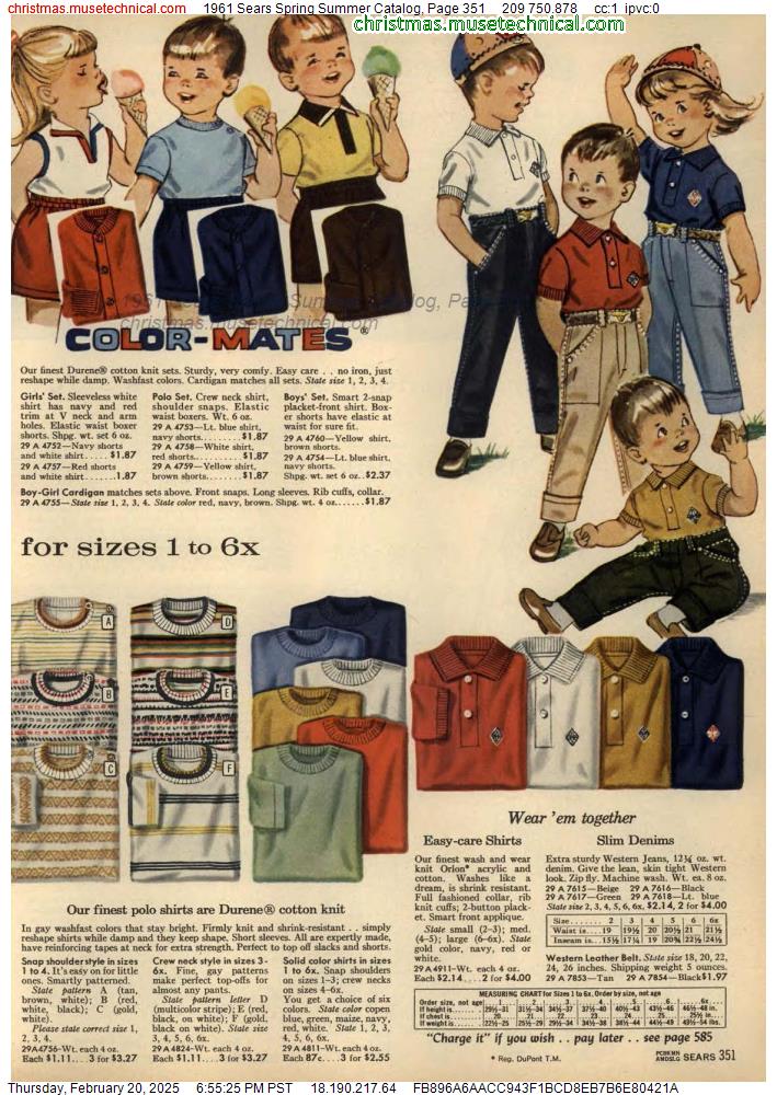 1961 Sears Spring Summer Catalog, Page 351