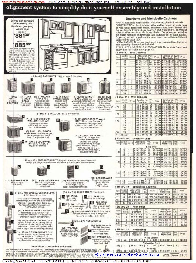 1981 Sears Fall Winter Catalog, Page 1203